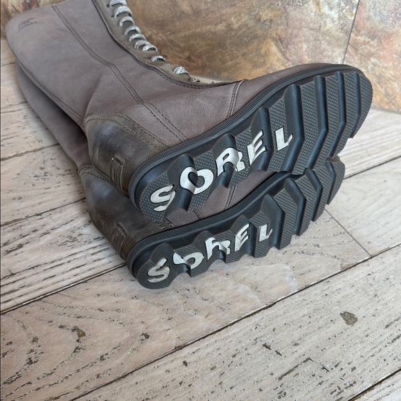 SOREL JOAN OF ARCTIC WEDGE LACE UP 8 Tall ASH Women Boots Waterproof EUC size 7 - Picture 10 of 15